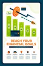 Vector illustration of achieve your financial goals and increase wealth. Planning and strategies for achieving financial freedom