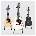 Vector Illustration Acoustic Electric Guitar set with Stand Royalty Free Stock Photo