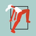 Vector illustration with acrobat woman. Cartoon charcater