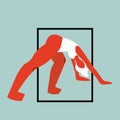 Vector illustration with acrobat woman. Cartoon charcater