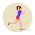 Vector illustration of Active sporty young running woman athlete Royalty Free Stock Photo