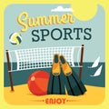 Vector illustration of active summer vacation. Royalty Free Stock Photo