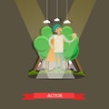 Vector illustration of actor playing at the theater, flat design. Royalty Free Stock Photo