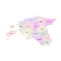 Vector illustration of administrative division map of Estonia. Vector map