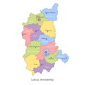 vector illustration administrative map of Poland. Lubusz Voivodeship map with gminas