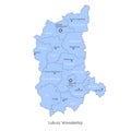 vector illustration: administrative map of Poland. Lubusz Voivodeship map with gminas