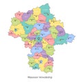 vector illustration: administrative map of Poland. Masovian Voivodeship map with gminas Royalty Free Stock Photo