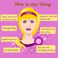 Vector illustration with advice how to stay young