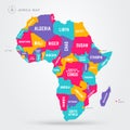 Vector Illustration Africa Regions Map With Single African Countries. Royalty Free Stock Photo