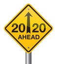 Vector illustration of 2020 ahead new year road sign Royalty Free Stock Photo