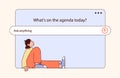 Vector illustration of AI chatbot interface with search bar and agenda question concept Royalty Free Stock Photo