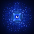 Vector illustration of AI processor chip