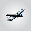 Vector illustration of an airplane in flight, depicting a side view with a sleek design. Royalty Free Stock Photo