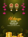Vector illustration of akshaya tritiya celebration greeting card with gold earing