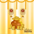 Vector illustration of akshaya tritiya vector illustration with gold earings and gold coin pot