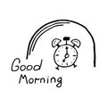 vector illustration with alarm clock and inscription good morning