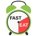 Vector illustration of an alarm clock used for intermittent fasting when a person eats only few hours a day Royalty Free Stock Photo