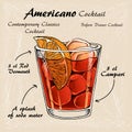 Vector illustration of alcoholic cocktail americano sketch Royalty Free Stock Photo