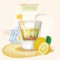 Vector illustration of alcoholic cocktail. Caipirinha club alcohol shot. Royalty Free Stock Photo