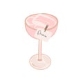 Alcoholic cocktail pink margarita or prosecco-based drink. Sticky note to the glass, text drink me Royalty Free Stock Photo