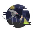 Vector illustration. Alien with retro detective.