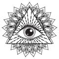 Vector Illustration of an All-Seeing Occult or Masonic Eye