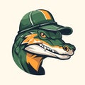 Vector illustration of a alligator head in baseball cap and visor