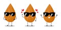 Vector illustration of almond character with cute expression, emoticon, kawaii, happy, sunglasses