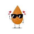 Vector illustration of almond character with cute expression, emoticon, kawaii, lovely sunglasses