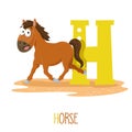 Vector Illustration Of Alphabet Letter H And Horse