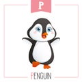 Vector Illustration Of Alphabet Letter P And Penguin Royalty Free Stock Photo