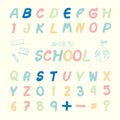 Vector illustration alphabet sketched style ,back to school. Royalty Free Stock Photo