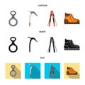 Vector illustration of alpinism and peak icon. Collection of alpinism and camp stock symbol for web.