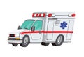 Vector illustration ambulance car on white background. Ambulance auto paramedic emergency. Ambulance vehicle medical