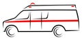 Vector illustration of an American ambulance car at side view. Mobile unit vehicle which helps patient with transport Royalty Free Stock Photo