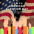 vector illustration american election day background with raising hands Royalty Free Stock Photo