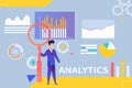 Vector Illustration Analytics on Blue Background