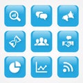 Vector illustration Analytics icon in flat style and blue color for web buttons or app