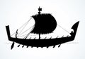 Vector illustration. Ancient Phoenician ship Royalty Free Stock Photo