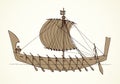 Vector illustration. Ancient Phoenician ship Royalty Free Stock Photo