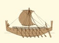 Vector illustration. Ancient Phoenician ship Royalty Free Stock Photo