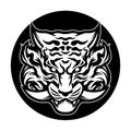 Vector illustration of Angry Tiger Head with a Fang, Claw on the White Background. Hand-drawn illustration for mascot sport logo Royalty Free Stock Photo