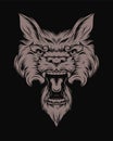 vector illustration of angry wolf head in monochrome style Royalty Free Stock Photo