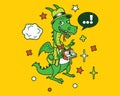 Hipster Dragon Cartoon T Shirt Design