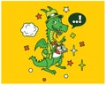 Hipster Dragon Cartoon T Shirt Design