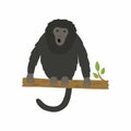 Vector illustration of animal howler monkey, howling on a tree