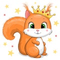 Cute cartoon squirrel queen with a gold crown.