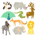 Vector illustration of animal. Zoo cute animals. Royalty Free Stock Photo