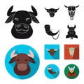 Vector design of antler and animal icon. Set of antler and death stock symbol for web. Royalty Free Stock Photo