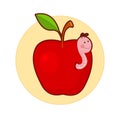 Apple with cute worm